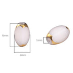 Glass Rice Beads White 4x6mm 50pcs Faceted Oval Golden Edge Crystal Loose Beads for DIY Craft Jewelry Making - color: White