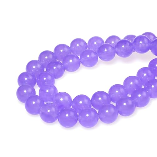 MJDCB Stone Beads 8mm 43pcs Round Lavender Purple Jade Loose Gemstone Bead Charms for Jewelry Making Bracelet Necklace Earring Pendant - color: Lavender Purple Jade, size: 8mm