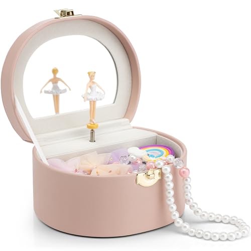 Vlando Musical Jewelry Box for Girls, Small Kid Music Box with Ballerina for Birthday Bedroom Decor, Gifts for Girls Kids - Pink - color: D.Pink