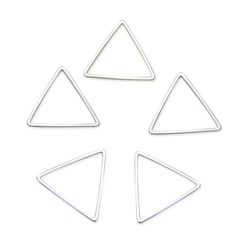 Adabele 50pcs Silver Triangle Beading Hoop Link Jewelry Findings 12mm Geometric Connector Open Back Bezel Frame for DIY Craft Jewelry Making CF72-1 - size: Triangle Shape (0.47 inch)