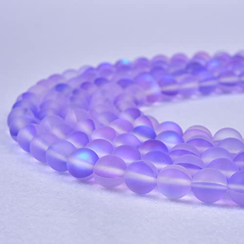38PCS 10mm Natural Violet Purple Mystic Aura Quartz Gemstone Frosted Matte Titanium Round Loose Spacer Beads 15 inch Full Strand Crystal Healing Power Quartz - color: Violet Purple, size: 10mm