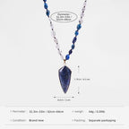 Long Necklaces for Women Boho, Oval Waterdrop Turquoise Pendant, Natural Stone Beaded, Handmade,Vintage & Elegance, Boho Fashion Charm Beaded Necklace for Women - style: C-Lapis Lazuli Pendant