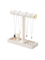 Multi-Use Jewelry Holder Stand, Necklace Bracelet Ring Organizer Stand, Scrunchie Watches Velvet Jewelry Holder Stand With Tray for Women Girls Home Use(Beige with Lid) - color: Beige+Lid