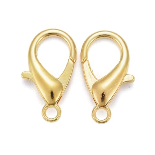 HDSupplies 50 Pieces - Lobster Clasps - Gold Tone - 21x12mm w/ 2mm Hole - color: Gold Tone, size: 21x12mm