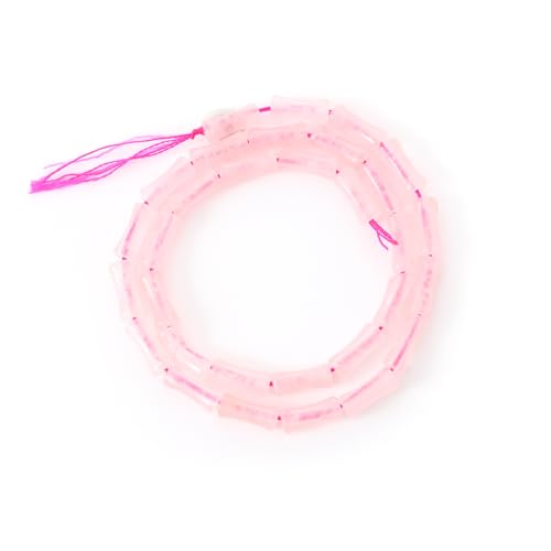 5x12mm Natural Rose Quartz Stone Bamboo Shape Gem Healing Energy Loose Spacer Beads for DIY Necklace Bracelet Earring - color: Rose Quartz