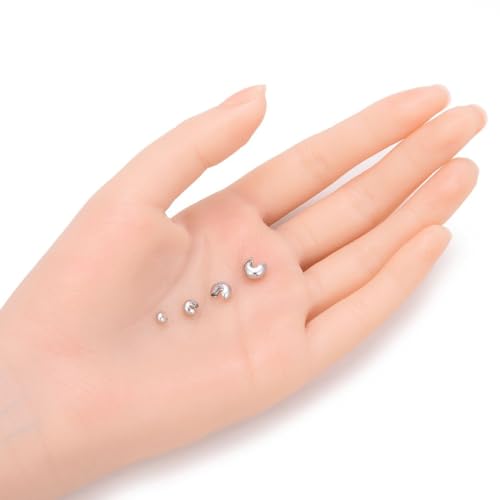 200pcs 4mm (0.16 Inch) Small Crimp Bead Knot Cover End Caps 18K White Gold Plated Copper Brass Crimps for DIY Craft Jewelry Making CF108-4 - color: White gold, size: 4mm (0.16 inch) - 200pcs