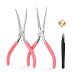 2 PCS Mini Needle Nose Pliers Set, 6 Inch Pink Jewelry Plier Kit with Jump Ring and Tweezer, Pink Tool Set for Women Jewelry Making, Repair and Crafts - size: 2 PCS