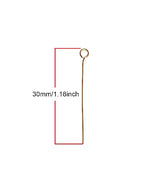 Shapenty 200PCS Mini Metal Wire Eyepins Beading Small Open Eye Head Pins Needles Bulk for DIY Craft Bead Earring Pendant Necklace Bracelet Jewelry Charm Finding Making (30mm/1.18Inch, Gold) - color: Gold, size: 30 mm