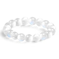 NLIEO Natural Gemstone Stretch Beaded Rings for Women Stackable Dainty Elastic Crystal Rings Jewelry - style: Moonstone