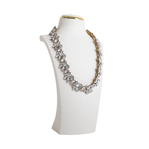 GemeShou White necklace display stands for selling, Velvet necklace storage organizer, Necklace mannequin jewelry bust holder for boutique store【White-Medium height 10.2 inch】 - color: White, size: Medium