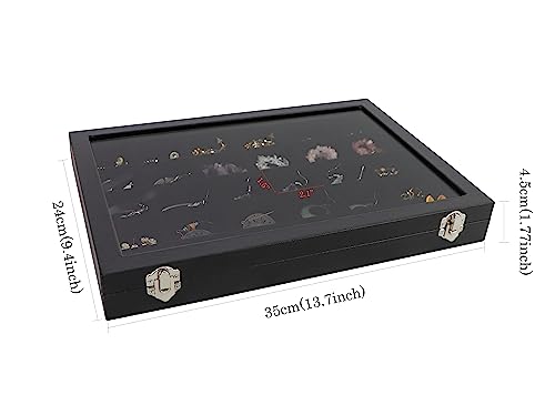 Wudygirl 30 Grid Jewelry Organizer Clear Lid Jewelry Tray Stackable Jewelry Storage Case Display Rings,Earrings,Necklace,Black Velvet (30 Grid) - style: 30 Grid Tray