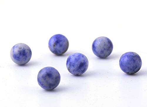 Natural Stone Beads 100pcs 8mm Blue White Sodalite Round Real Stone Beading Loose Gemstone Hole 1mm DIY Charm Smooth Beads for Bracelet Necklace Earrings Jewelry Making (Blue White Sodalite, 8mm) - color: Blue White Sodalite, size: 8mm