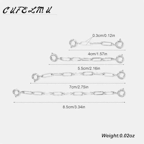 4Pcs Silver Necklace Extenders for Women 14k Extender Chain for Bracelet Anklet Waist for Jewelry Making - color: silver A