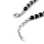 Ganbatte Handmade Beaded Bracelet, Natural Stone and Silver Stainless Steel, Boho Style Women's Jewelry - color: Black Onyx