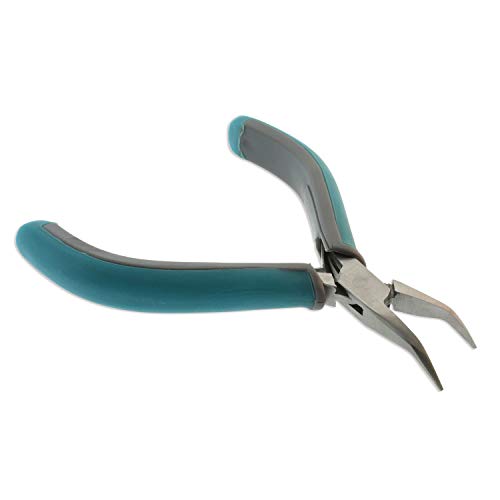 The Beadsmith Simply Modern Bent Chain Nose Pliers, 4.5 inches (114mm) with polished steel head, PVC grip handles and double-leaf springs, tool for jewelry making