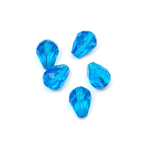 24pcs Adabele Austrian 8mm Faceted Teardrop Loose Crystal Beads Capri Blue Compatible with 5500 Swarovski Crystals Preciosa SST-825 - color: Capri Blue, size: 8mm x 6mm - 24pcs