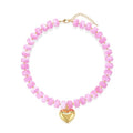 Chunky Heart Necklace for Women, Colorful Acrylic Beaded Statement Puff Heart Necklace, Cute Boho Y2K Choker Necklace for Gift Jewelry - color: Pink