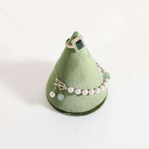 Cone Bangle Display for Jewelry, Cute Watch Holder Stand, Velvet Bracelet Display for Selling, Jewelry Storage Organizer【Green】 - color: Green