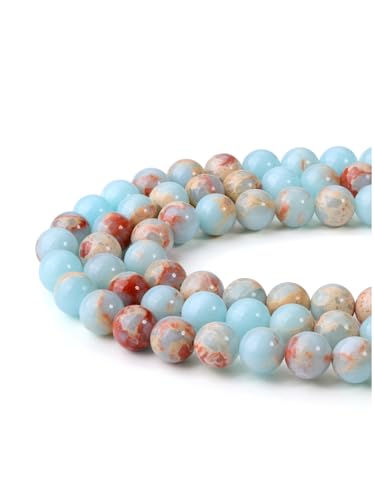 Jovivi 96pcs 8mm Blue Imperial Jasper Round Stone Beads for Jewelry Making - color: Blue Imperial Jasper