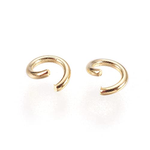HDSupplies 100 Pieces - 304 Gold Tone Stainless Steel Jump Rings - 4mm - 21 Gauge (0.7mm Thickness) - color: Gold Tone Stainless Steel, size: 4mm / 0.7mm Thick / 21 Gauge