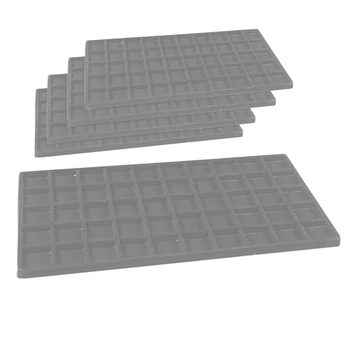 Novel Box 5 Pack 50-Slot Gray Liner Jewelry Storage Tray Inserts 14.75x8.25x1 Inches - Jewelry Organizer Pad for Drawers & Store Displays - Jewelry Display Pads for Rings Earrings & Pendants - color: Gray, size: 50-Slot Inserts