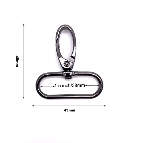 1.5 inch Lobster Clasp Swivel Snap 1 1/2 inch Swivel Clasp Strap Clips Lobster Claw Lanyard Swivel Clasps 38mm Extra Large Gunmetal Lobster Clasps Swivel Hooks for Purse 10pcs 1.5" - color: 1.5 inch Gunmetal