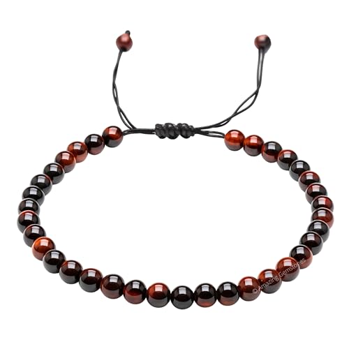 Amazing Gemstone Crystal Anklet Ankle Bracelets for Women - Waterproof Beaded Healing Crystal Anklets, Plus Size Chakra Gemstone Bead Anklet - color: Red Tiger Eye, style: Plain