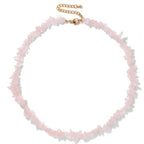 Raw Crystal Necklaces for Women 5-8mm Handmade Natural Stone Necklace Beaded Choker Necklace Healing Crystal Necklace Gemstone Necklace Raw Crystal Beaded Necklace for Her - style: Rose Quartz
