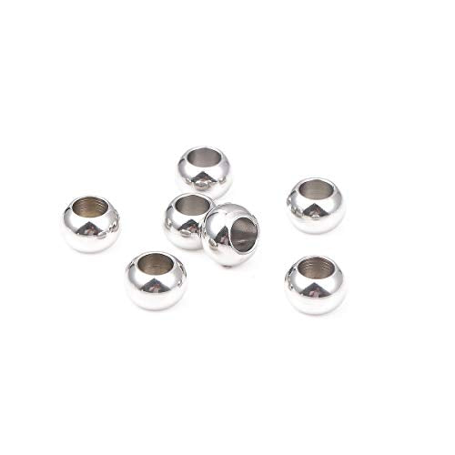BEADIA Stainless Steel Spacer Beads 12x8mm Round Loose Charm Caps Beads for DIY Jewelry Making 10pcs with 6.5mm Hole - color: 12x8mm 6.5mm