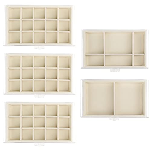 Watpot Acrylic Jewelry Box with 5 Drawers, Clear Earring Storage Organizer Display Case for Women Girls, Beige - color: Beige 5 Layers