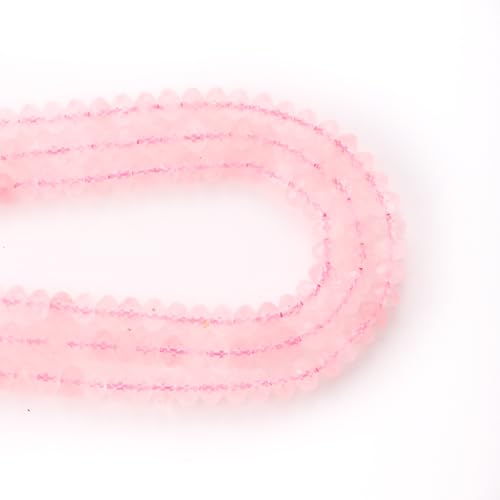 Faceted 4x6mm Natural Rose Quartz Stone Rondelle Spacer Gemstone Beads Loose Semi Gemstone Beads for Jewelry Making - color: Rose Quartz
