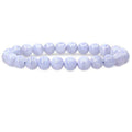 Angelstones Handmade Natural Healing Gemstone 8mm Round Beads Stretch Crystal Bracelet 7 Inch Unisex - color: Blue Lace Agate