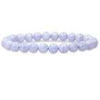 Angelstones Handmade Natural Healing Gemstone 8mm Round Beads Stretch Crystal Bracelet 7 Inch Unisex - color: Blue Lace Agate