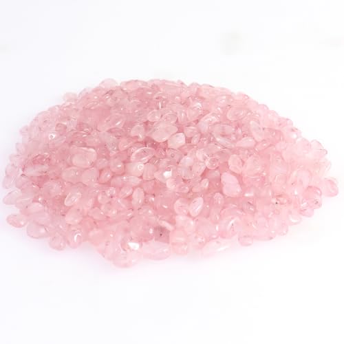 400pcs Natural Chip Stone Beads Rose Quartz 5-8mm Irregular Gemstones Healing Crystal Drilled DIY Loose Rocks Bead Crystal for Bracelet Necklace Jewelry Making Crafting - color: Rose Quartz
