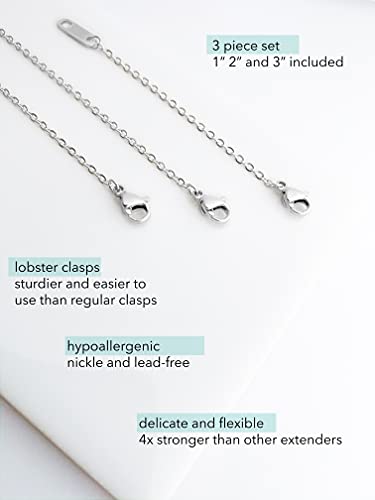 Altitude Boutique 18k Gold Plated Necklace Chain Extenders | Delicate Necklace or Bracelet Extender Chain Set for Women | 3 Piece Set of 1”, 2”, 3” Inches, Stainless Steel, Hypoallergenic Extensions