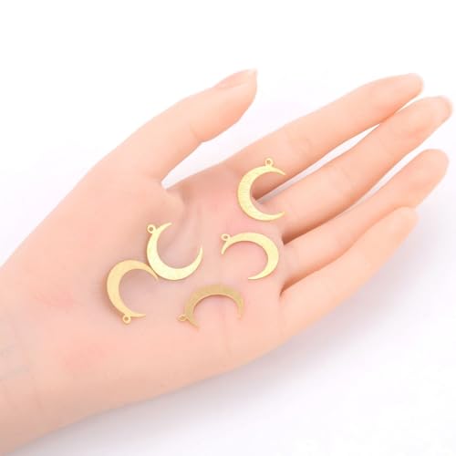 20pcs Adabele Brushed Raw Brass Moon Component Earring Findings 22mm (0.87 inch) Pendant No Plated/Coated for Jewelry Craft Making CF-C1 - size: Moon (22mm)