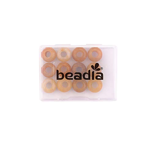 BEADIA Natural Yellow Jade Rondelle Stone with Large Hole (5.5mm) Loose Semi Gemstone Beads for Jewelry Making 14mmx7.5mm 12pcs - color: Yellow Jade, size: 14mm x 7.5mm