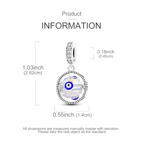 LAZA Charms for Bracelets 925 Sterling Silver Butterfly Summer Travel Ocean Lucky Charm Beads Pendant Jewelry for Women Mom - color: Devil's Eye