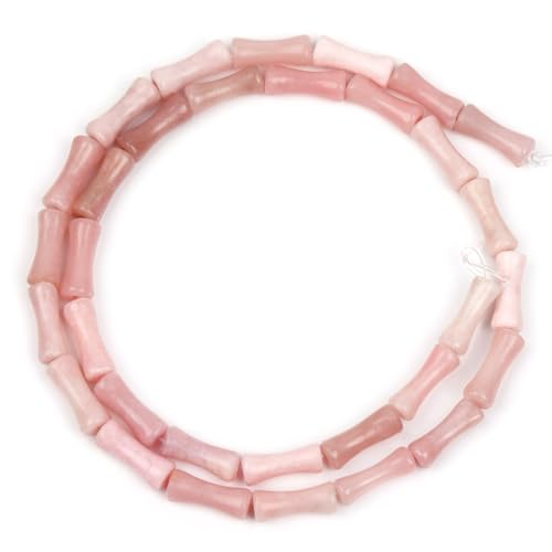 GEM-Inside 30Pcs 5x12mm Natural Pink Australia Opal Gemstone Stone Plant Bamboo Knot Bone Beads for Jewelry Making Power Energy Chakra Stone Beads - color: Pink Australia Opal