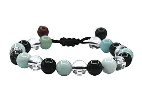 Amazing Gemstone Manifestation Bracelet for Pain Relief - Bloodstone Amazonite Clear Quartz Bracelet Set for Healing Calming Anxiety Stress Relief Gifts Pulseras Para Hombres Mujer (Adjustable) - color: Pain Relief
