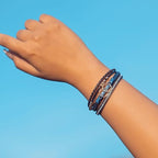 FANCY SHINY Mothers Day Gifts Boho Leather Wrap Bracelet Stackable Infinity Chunky Cuff Bracelets Western Hippie Outfits Jewelry Valentine Gifts for Women - color: Navy Blue