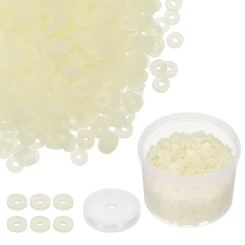PATIKIL Clay Beads, 3000 Pcs Transparent Heishi Beads 6mm Flat Polymer Clay Beads Friendship Bracelet Kit with Elastic Cord for Jewelry Necklace Making - color: Transparent