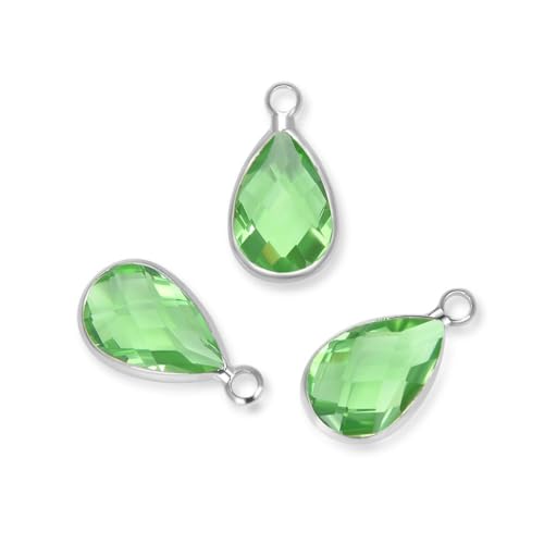 Adabele Grade A Birthstone Pendant Drop 11mm 14mm 16mm Sterling Silver Plated For Personalized Earrings Bracelet Necklace Anklet Pendant Keychain Craft Jewelry Making - color: August (peridot green), size: 11mm Long - 50pcs