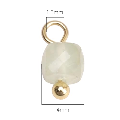 Beadia Natural Faceted Cube Stone Charms 4mm 30pcs with Untarnish Metal Accessories Loose Square Beads for DIY Jewelry Making - color: Prehnite