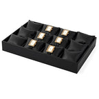 Oirlv Black Premium Leather 12 Grid Jewelry Insert Watch Tray With Removable Pillow Bracelet Bangle Storage Organizer Tray - style: P01709