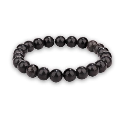 Crystal Vibe 8mm Beaded Bracelets For Women Men - Healing Crystal Bracelet - Adjustable Size - color: shungite