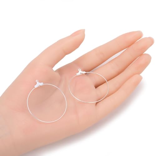 Adabele 100pcs Hypoallergenic Silver 40mm Round Hoop Circle Beading Hoop Link Connector Component for DIY Craft Earrings Jewelry Making CF130-6 - size: Round Hoop (1.6 inch Long)