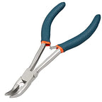 Long Reach Bent Nose Pliers for Jewelry Making 6 Inches Mini Bent Nose Pliers with Cutter Split Ring Jewelers Pliers Curved Needle Nose Pliers for Crafting and Repair Supplies - style: Bent Nose Pliers Serrated Jaws