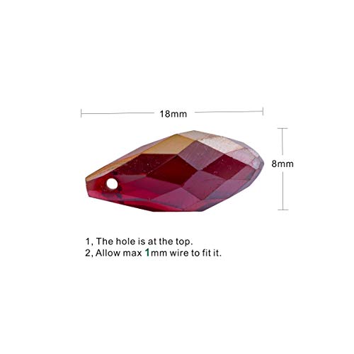 Lot 90pcs Glass Teardrop Beads - LONGWIN 8x18 Crystal Oval Shaped Beads Jewelry Making Supply for DIY Projects, Bracelets, Necklaces, Earrings - color: 8x18mm oval beads