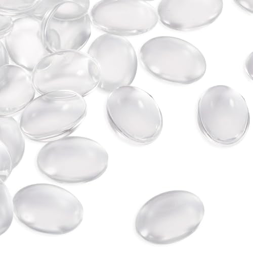 Craftdady 200Pcs Transparent Oval Glass Cabochons 20x15mm Clear Glass Flat Back Dome Tile Cabochon Covers for Photo Pendant Jewelry Making - color: Transparent Clear, size: 20x15mm Oval
